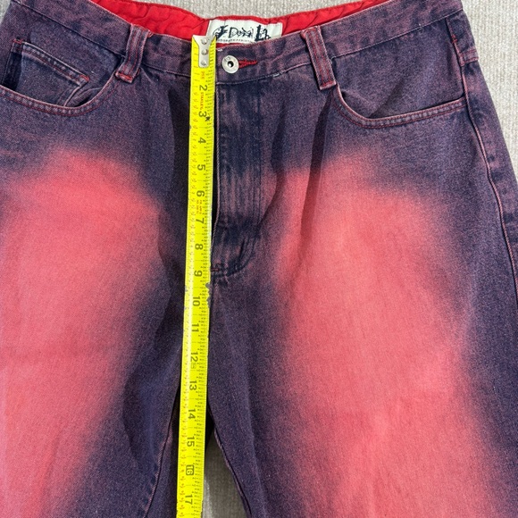 GodBody Denim Red Jean Shorts Men 36x18 Relaxed Wide Leg Baggy Hip Hop Y2K Wide - Picture 5 of 8